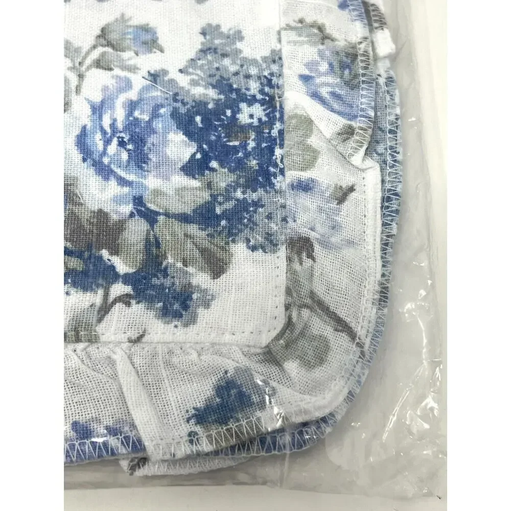 Shabby Chic Placemats Blue White ROSES Ruffle Fabrics English Garden 4 Pc Set